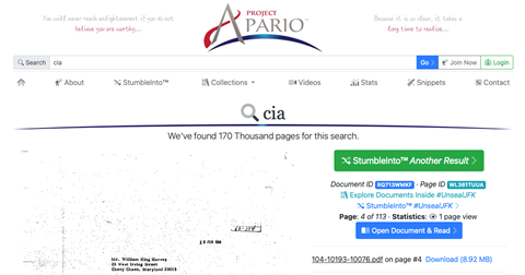 170K Results for "CIA" On Project Apario