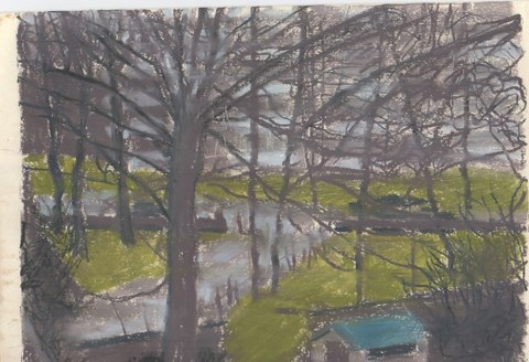 View from my window, oil pastel