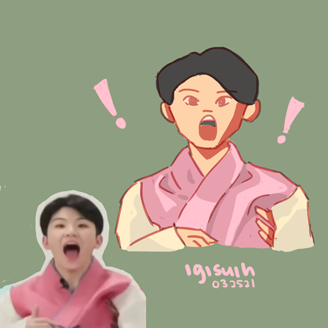 Woozi in a Pink Hanbok Doodle