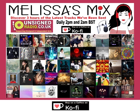 line up for Melissa's Mix 2pm BST w/c 22May