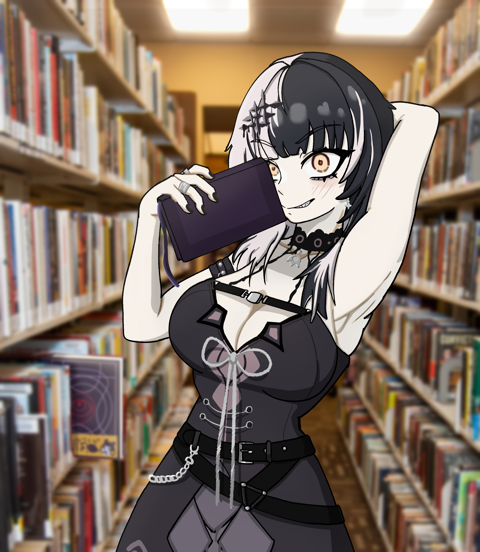 shiori in a library