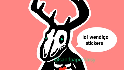 Wendigo Buddy stickers are live in the shop.