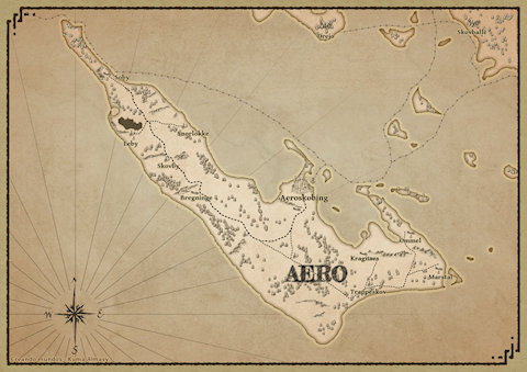 Mapa de la isla de Aero