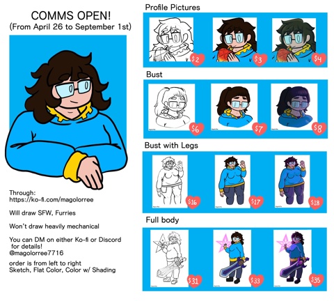 COMMISSIONS (April 26th - September 1st!)
