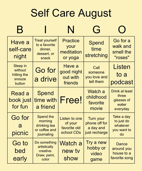 Self-Carr Bingo Card Two
