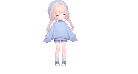 public model|汎用モデル】青いベレー帽をかぶった少女【VTS対応