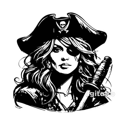 Pirate Woman Eyepatch Hat: Vector Illustration of a Pirate Woman with ...