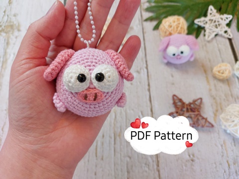 The Piglet Crochet Pattern Keychain - Lulupetitedoll