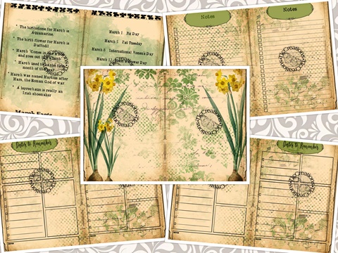 March Daily Printable Junk Journal Kit - TlcCreatesVintage