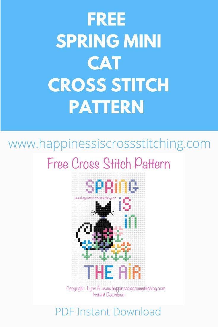 Free Spring Mini Cat Cross Stitch Pattern