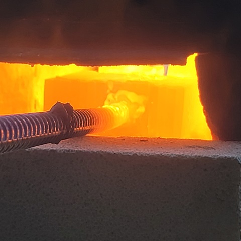 Giant Billet of Damascus Heating Up