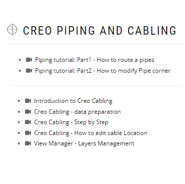 Creo Piping and Cabling tutorials