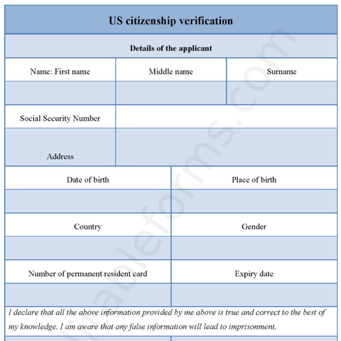 US Citizenship Verification Fillable PDF Template - Editable Forms's Ko ...