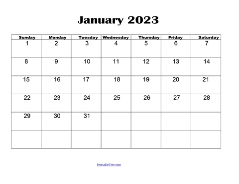 January 2023 Calendar Printable PDF Free Templates