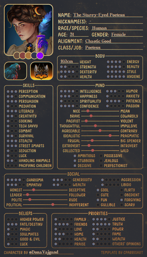 Stat Sheet - The Starry-Eyed Poetess