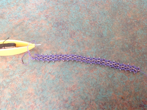 Purple and silver half-braid bracelet