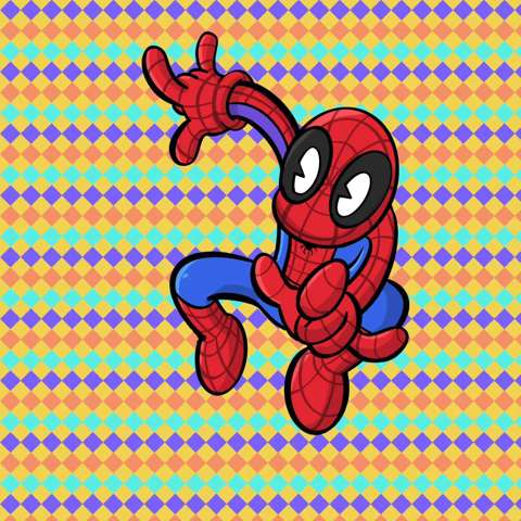Spider-man in rubber hose cartoon style 