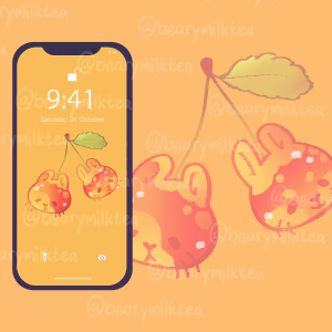 Cherry Bunnies to decorate your phone!