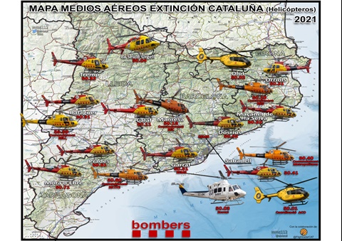 Mapa dels Mitjans Aeris de Bombers