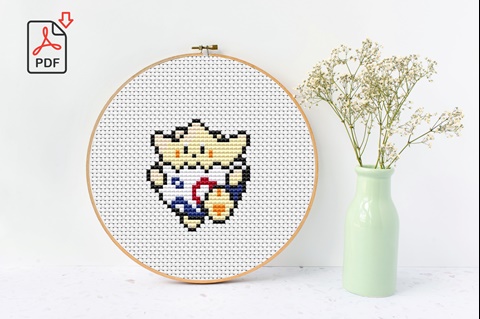 Pikachu Heart - Pokemon - Cross Stitch Pattern PDF Downloadable