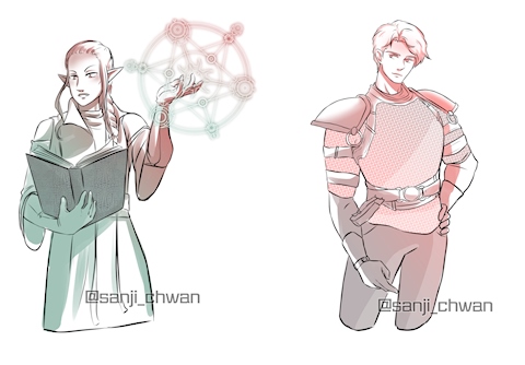 Elf Wizard and Human in Chain for Rouvicath