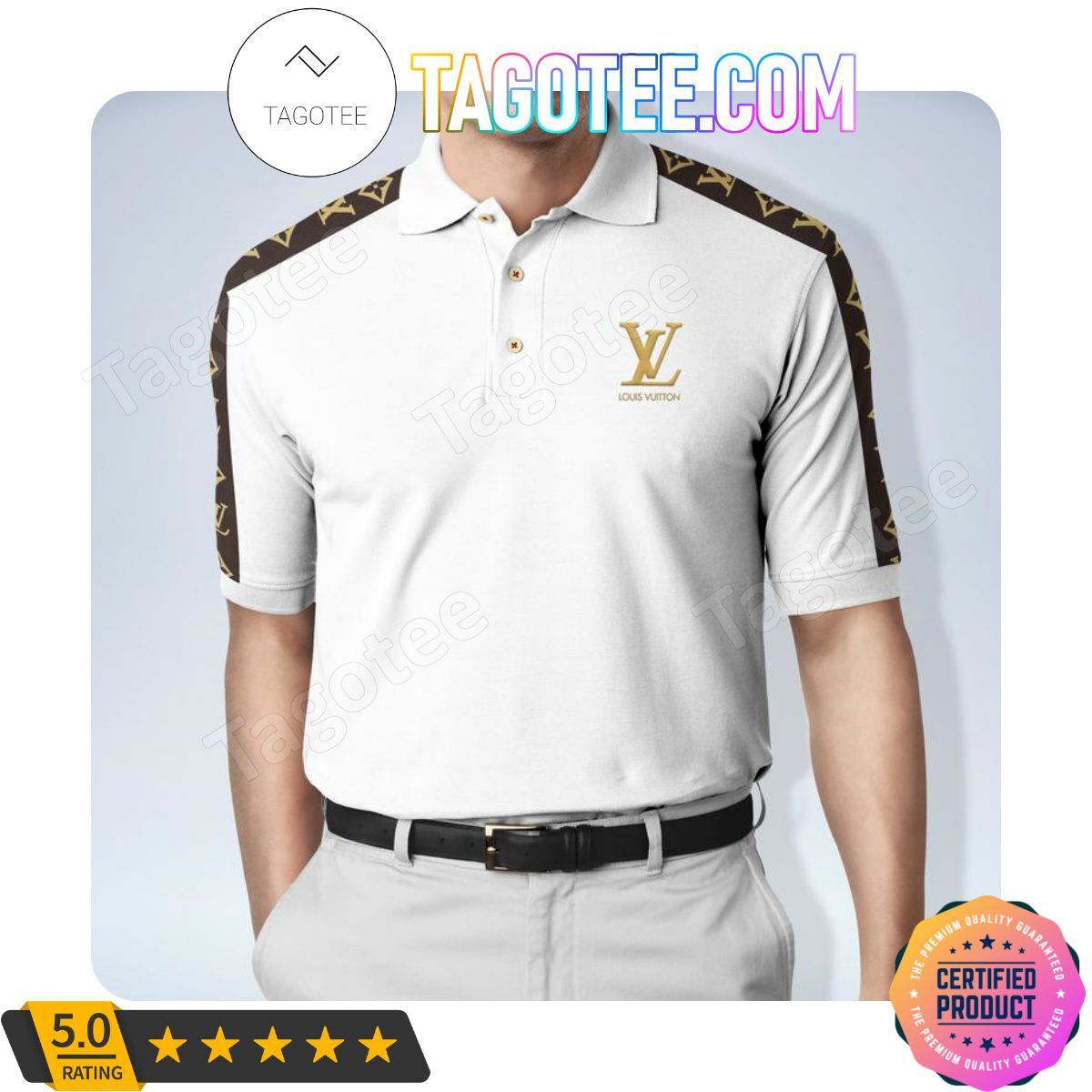 Louis Vuitton Yellow Lv Logo White Mens Polo Shirt