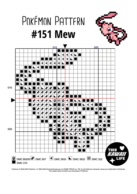 #151 Mew Cross Stitch Pattern PDF Digital Download - This Kawaii Life's ...