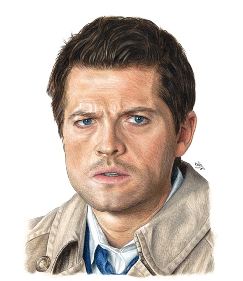 Castiel (Supernatural) - Acuarela + Lápices
