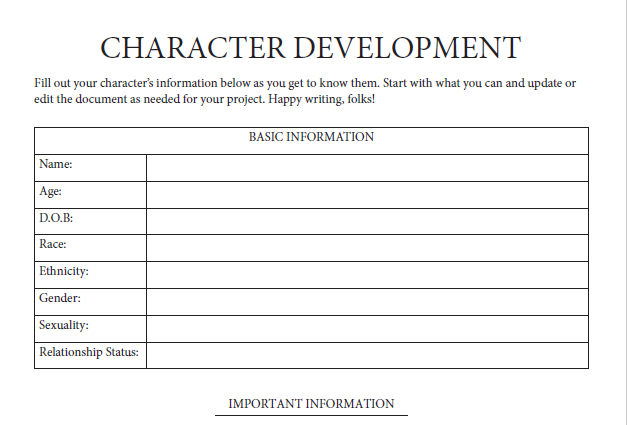 Character Development Sheet - Annie Nelson's Ko-fi Shop - Ko-fi ️ Where ...