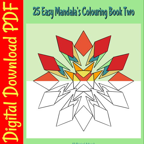 Childrens Coloring Book Printable Adult Colouring Book Digital PDF, 25 Easy  Mandala's Book Two, Adult Mandala Colouring Book - - Jumicrafts Colouring