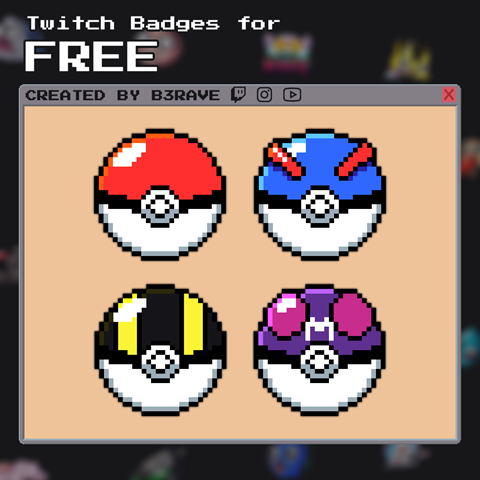 pixel art pokeball badges x for twitch - dealightt's Ko-fi Shop - Ko-fi ❤️  Where creators get support from fans through donations, memberships, shop  sales and more! The original 'Buy Me a