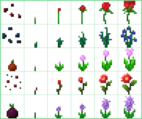 Pixel flowers stages of blooming [16x16 px]