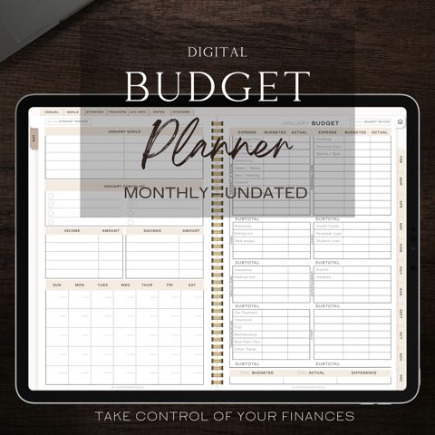 DIGITAL Budget Planner MONTHLY, Undated