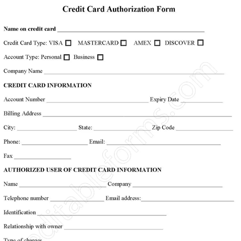 Credit Card Authorization Fillable PDF Template - Editable Forms's Ko ...