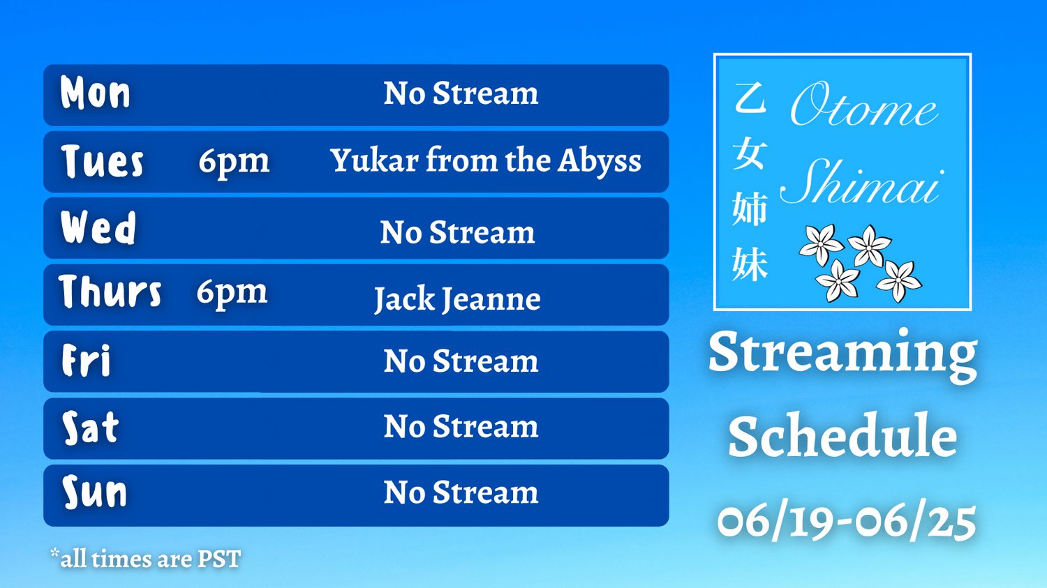 Otome Shimai Streaming Schedule