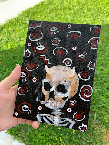 Skull with a Burning Cigarette 