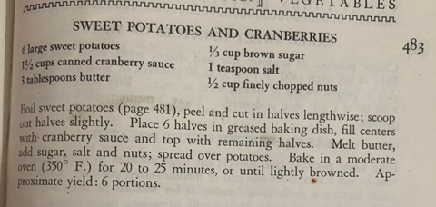 The 1940s Sweet Potatoes and Cranberries recipe 