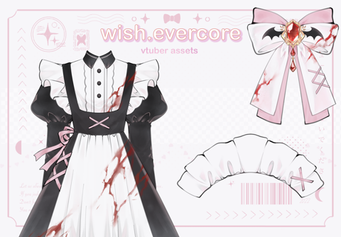 [Vtuber Asset] Halloween Maid Outfit & Accessories