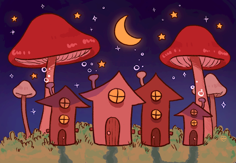 funky lil mushroom houses 