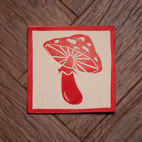 Outlet Mushroom kingdom- linocut print