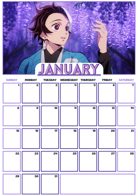  𝐃𝐞𝐦𝐨𝐧 𝐒𝐥𝐚𝐲𝐞𝐫 Calendar 2023: Anime-Manga