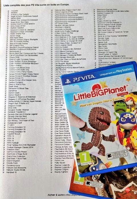 Nos listes de jeux PS Vita