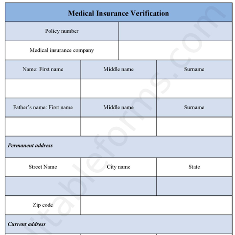 Medical Insurance Verification Fillable PDF Template - Editable Forms's ...