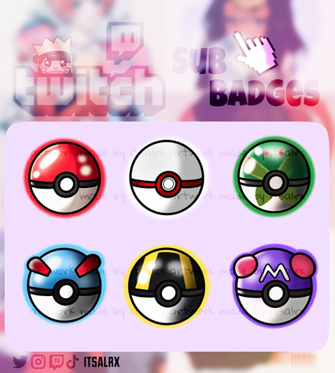 Poke Balls Twitch Sub / Cheer Badges Pixel Art - seaosaur's Ko-fi Shop