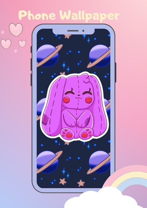 Space Bunny Plush Phone Wallpaper - Lady Korie's Ko-fi Shop - Ko-fi ️ ...