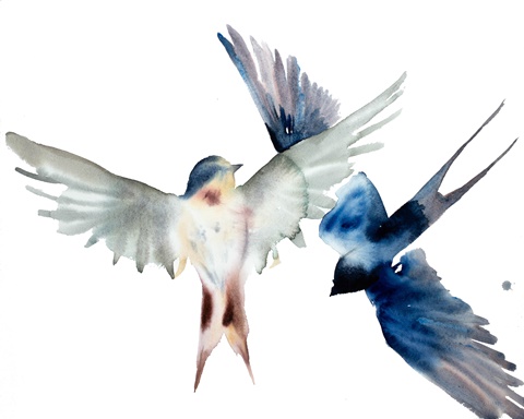 Swallows in Flight No. 4