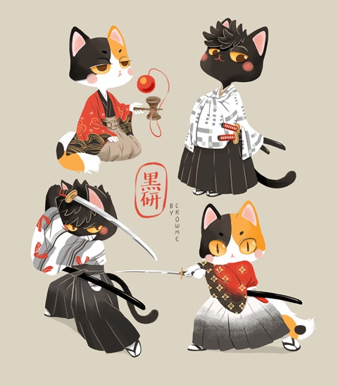 Kuroken x Cat x Feudal Japan