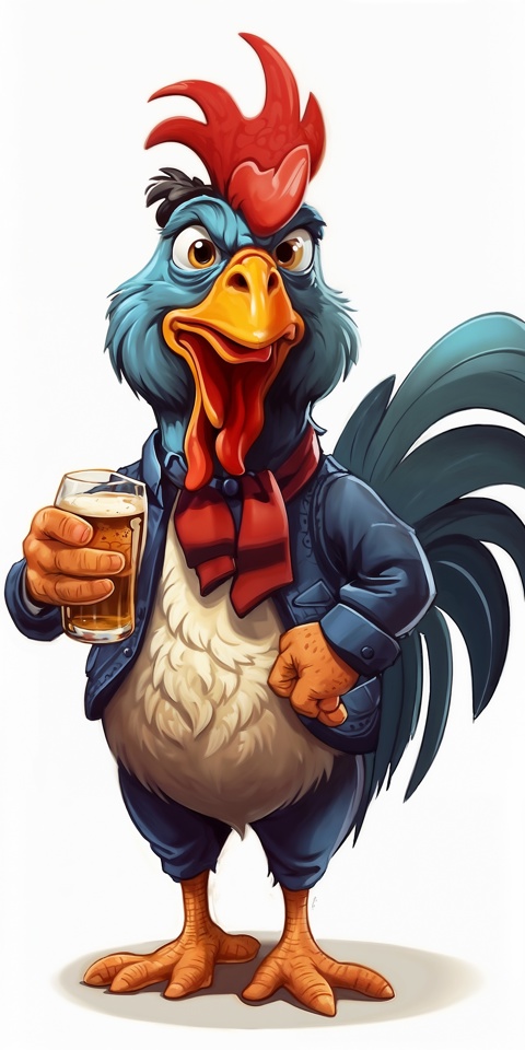 The Rooster and the Beer-A Merry Cartoon