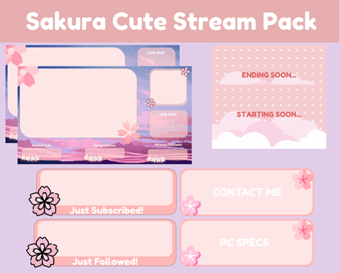 Pink Sakura Just Chatting Stream Overlay 