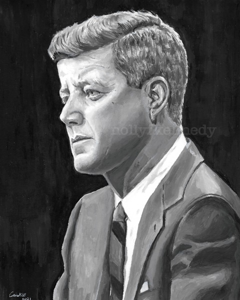 JFK black and white portrait